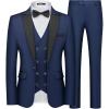 WULFUL Slim Fit Tuxedo for Men One Button Suit Set Prom Party Wedding Tux Men’s Suits 3 Piece(Navy)