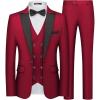 WULFUL Slim Fit Tuxedo for Men One Button Suit Set Prom Party Wedding Tux Men’s Suits 3 Piece(Red)