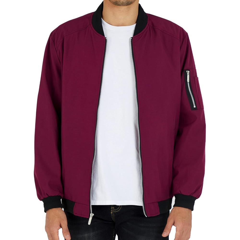 imageWULFUL Mens Lightweight Jackets Casual Windbreaker Stylish Light Golf Work Dress BusinessDark Re