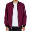 WULFUL Men’s Bomber Jacket Lightweight Casual Windbreaker Zip Up Coat with Pocket(Dark Re)