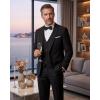 WULFUL Men’s 3 Piece Slim Fit Suit Set Stretch One Button Blazer Jacket Vest & Pants Tuxedo for Party Wedding Business(Black)
