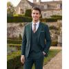 WULFUL Men’s 3 Piece Slim Fit Suit Set Stretch One Button Blazer Jacket Vest & Pants Tuxedo for Party Wedding Business(Blackish Green)