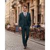 WULFUL Men’s 3 Piece Slim Fit Suit Set Stretch One Button Blazer Jacket Vest & Pants Tuxedo for Party Wedding Business(Blackish Green)