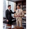WULFUL Men’s 3 Piece Slim Fit Suit Set Stretch One Button Blazer Jacket Vest & Pants Tuxedo for Party Wedding Business(Khaki)