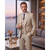 WULFUL Men’s 3 Piece Slim Fit Suit Set Stretch One Button Blazer Jacket Vest & Pants Tuxedo for Party Wedding Business(Khaki)