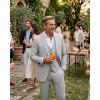 WULFUL Men’s 3 Piece Slim Fit Suit Set Stretch One Button Blazer Jacket Vest & Pants Tuxedo for Party Wedding Business(Light Grey)