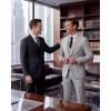 WULFUL Men’s 3 Piece Slim Fit Suit Set Stretch One Button Blazer Jacket Vest & Pants Tuxedo for Party Wedding Business(Light Grey)