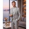 WULFUL Men’s 3 Piece Slim Fit Suit Set Stretch One Button Blazer Jacket Vest & Pants Tuxedo for Party Wedding Business(Light Grey)