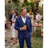 WULFUL Men’s 3 Piece Slim Fit Suit Set Stretch One Button Blazer Jacket Vest & Pants Tuxedo for Party Wedding Business(Navy)
