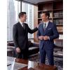 WULFUL Men’s 3 Piece Slim Fit Suit Set Stretch One Button Blazer Jacket Vest & Pants Tuxedo for Party Wedding Business(Navy)