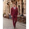 WULFUL Men’s 3 Piece Slim Fit Suit Set Stretch One Button Blazer Jacket Vest & Pants Tuxedo for Party Wedding Business(Red)