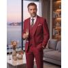 WULFUL Men’s 3 Piece Slim Fit Suit Set Stretch One Button Blazer Jacket Vest & Pants Tuxedo for Party Wedding Business(Red)