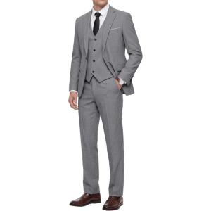 WULFUL Men’s 3 Piece Slim Fit Suit Set Stretch One Button Blazer Jacket Vest & Pants Tuxedo for Party Wedding Business(Dark Grey)