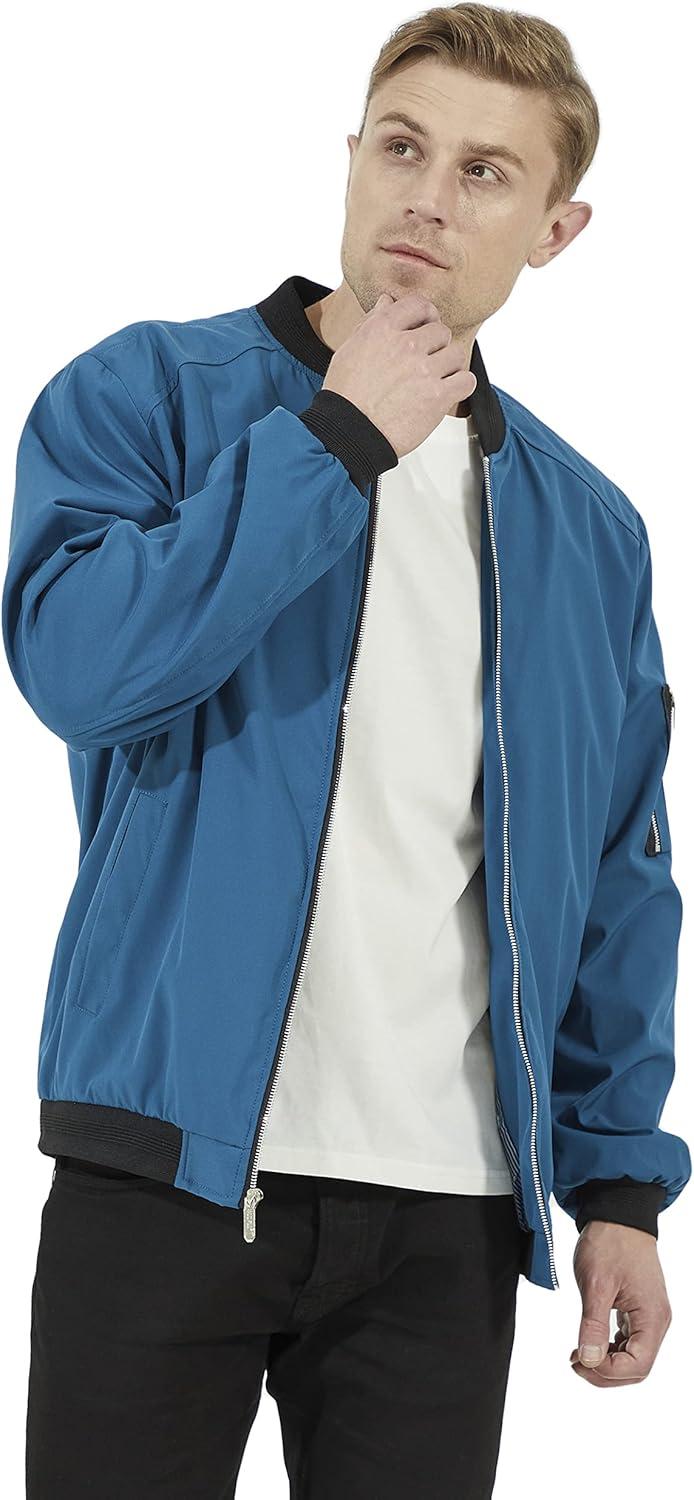 imageWULFUL Mens Casual Lightweight Jacket Softshell Flight Bomber Jacket Varsity Windbreaker