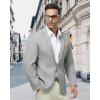 WULFUL Men’s Sport Coats Blazers Linen Cotton Blazer Regular Fit One Button Suit Jacket with 2 Pockets(Grey)