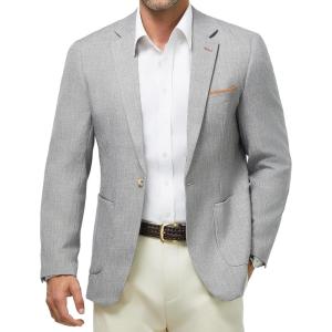 WULFUL Men’s Sport Coats Blazers Linen Cotton Blazer Regular Fit One Button Suit Jacket with 2 Pockets(Grey)