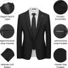WULFUL Men’s 2 Piece Slim Fit Suit Set One Button Casual Blazer Jacket Pants Set,Classic Fit Suits for Men Wedding Business(Black)