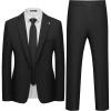 WULFUL Men’s 2 Piece Slim Fit Suit Set One Button Casual Blazer Jacket Pants Set,Classic Fit Suits for Men Wedding Business(Black)