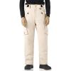 WULFUL Men’s Waterproof Insulated Ski Snow Pants Winter Snowboarding Cargo Pants with Multi-Pockets(Light Khaki)