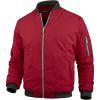WULFUL Mens Casual Lightweight Jacket Softshell Flight Bomber Jacket Varsity Windbreaker(Dark Red(thick))