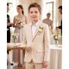 WULFUL Boys’ Slim Fit Suit 3 Pieces:Jacket, Pants, Shirt,Summer Suit Set for Teens Boys Wedding Beach(Beige)