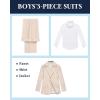 WULFUL Boys’ Slim Fit Suit 3 Pieces:Jacket, Pants, Shirt,Summer Suit Set for Teens Boys Wedding Beach(Beige)