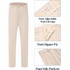 WULFUL Boys’ Slim Fit Suit 3 Pieces:Jacket, Pants, Shirt,Summer Suit Set for Teens Boys Wedding Beach(Beige)
