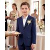 WULFUL Boys’ Slim Fit Suit 3 Pieces:Jacket, Pants, Shirt,Summer Suit Set for Teens Boys Wedding Beach(Navy)