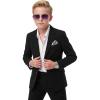 WULFUL Boys’ Slim Fit Suit 3 Pieces:Jacket, Pants, Shirt,Summer Suit Set for Teens Boys Wedding Beach(Black)