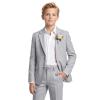 WULFUL Boys’ Slim Fit Suit 3 Pieces:Jacket, Pants, Shirt,Summer Suit Set for Teens Boys Wedding Beach(Grey)