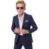 WULFUL Boys’ Slim Fit Suit 3 Pieces:Jacket, Pants, Shirt,Summer Suit Set for Teens Boys Wedding Beach(Navy)