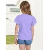 WULFUL Girls Shirts Fashion Cotton Summer Short Sleeve Tops Casual T-Shirts 4-15 Years Old(Light Purple)