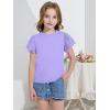 WULFUL Girls Shirts Fashion Cotton Summer Short Sleeve Tops Casual T-Shirts 4-15 Years Old(Light Purple)