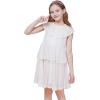 WULFUL Girls Sequin Dress Sparkly Party A-line Flutter Neckline Dual-Layer Holiday Prom Formal Dresses 5-12Y(Multicoloured White)
