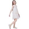 WULFUL Girls Sequin Dress Sparkly Party A-line Flutter Neckline Dual-Layer Holiday Prom Formal Dresses 5-12Y(Multicoloured White)