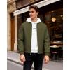 WULFUL Men’s Lightweight Bomber Jacket Casual Windbreaker Zip Up Coat Spring Fall Streetwear with Pockets for Travel Work(Army Green)