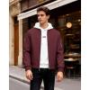 WULFUL Men’s Lightweight Bomber Jacket Casual Windbreaker Zip Up Coat Spring Fall Streetwear with Pockets for Travel Work(Burgundy)