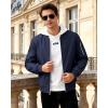 WULFUL Men’s Lightweight Bomber Jacket Casual Windbreaker Zip Up Coat Spring Fall Streetwear with Pockets for Travel Work(Navy)