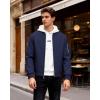 WULFUL Men’s Lightweight Bomber Jacket Casual Windbreaker Zip Up Coat Spring Fall Streetwear with Pockets for Travel Work(Navy)