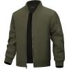 WULFUL Men’s Lightweight Bomber Jacket Casual Windbreaker Zip Up Coat Spring Fall Streetwear with Pockets for Travel Work(Army Green)