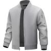 WULFUL Men’s Lightweight Bomber Jacket Casual Windbreaker Zip Up Coat Spring Fall Streetwear with Pockets for Travel Work(Light Grey)