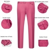 WULFUL Men’s 3 Piece Slim Fit Suit Set Two Button Blazer Jacket Vest Pants Tuxedo Set for Party, Wedding and Business Pink