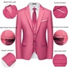 WULFUL Men’s 3 Piece Slim Fit Suit Set Two Button Blazer Jacket Vest Pants Tuxedo Set for Party, Wedding and Business Pink