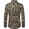 WULFUL Men’s Silk Like Satin Dress Shirts Hipster Leopard Printed Long Sleeve Button Down Shirts