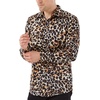 WULFUL Men’s Silk Like Satin Dress Shirts Hipster Leopard Printed Long Sleeve Button Down Shirts