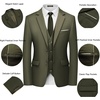 WULFUL Men’s 3 Piece Slim Fit Suit Set Two Button Blazer Jacket Vest Pants Tuxedo Set for Party, Wedding and Business Brown