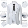 WULFUL Men’s 3 Piece Slim Fit Suit Set Two Button Blazer Jacket Vest Pants Tuxedo Set for Party, Wedding and Business White