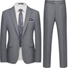 WULFUL Men’s Slim Fit 2 Piece Suit, One Button Solid Blazer Business Party Jacket Pants Set(Dark Grey)