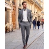 WULFUL Men’s Slim Fit 2 Piece Suit, One Button Solid Blazer Business Party Jacket Pants Set(Dark Grey)