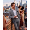 WULFUL Men’s Slim Fit 2 Piece Suit, One Button Solid Blazer Business Party Jacket Pants Set(Dark Grey)